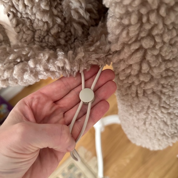 Women's Abercrombie Teddy Jacket Medium Tan Beige Zip Front - Picture 4 of 7